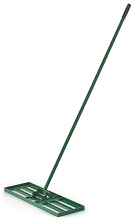 GOPLUS Rastrillo de Nivelación de Césped, Rastrillo Jardín con Mango Ergonómico 170 cm, Nivelador para Jardinería, Paisajismo, Nivelación, Patio, Campo de Golf (Verde 91 x 25 cm)
