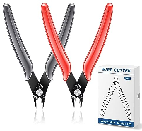 RUZIZAO Seitenschneider Klein, Elektronik Drahtschneider Abgewinkelter, Mini Präzisions Zange Drahtzange Für Weiche und Extrem Feine Drähte 2 Stücke