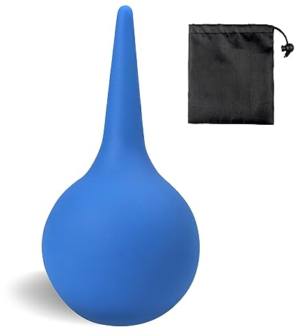 AWAVM Rubber Suction Ear Syringe, Reusable Ear Cleaner Ear Washing Squeeze Bulb Cleaning Ball for Ear Wax Removal, Suitable for Adults and Children, Blue Smooth