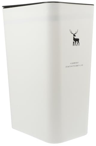 Alipis Cubo de basura delgado de plástico de 10 L con tapa a presión, Papelera Oficina, Contenedor de Basura, Papelera con Tapa para Cocina, Baño, Sala de Estar, Blanco