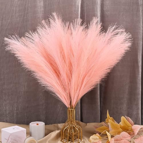 VMINOG Pampasgras Kunstblumen 30 Stücke, 55cm Groß, Künstlich Trockenblumenstrauß Boho Deko Für Wohnzimmer, Schlafzimmer, Herbstdeko (Rosa)