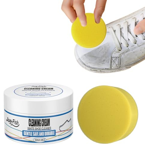 KARELLS Magic Shoes Fleckenentferner Creme,100g Creme Weiße Schuhputzcreme,Schuhe Reinigungscreme,Weiße Schuhputzcreme,Shoe Cream,Schuhe Reinigungscreme Creme,Für weiße Schuhe,Sportschuhe