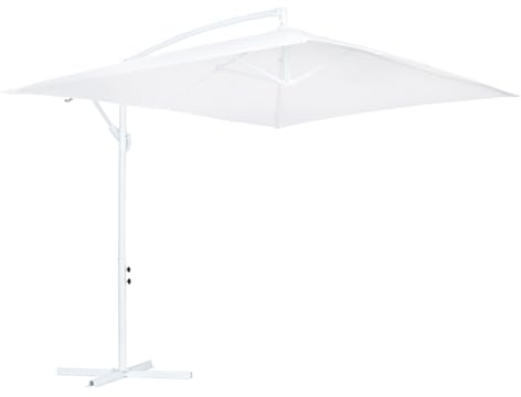 Hortan Ombrellone Rettangolare Decentrato Diametro 2 x 3 Metri Con Palo Laterale, Struttura In Acciaio Inossidabile, Chiusura a Manovella E Copertura Protettiva Per Arredo Esterno, Giardino e Terrazzo