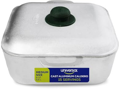 Universal (6 Quart - 15 Cups) Square Caldero â Cast Aluminum Cooking Pot with Lid, Oven Safe Dutch Oven Pot for Rice, Soups, Stews, Roasting & Everyday Cooking