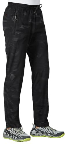 Rdruko Pantalones de chándal largos para hombre, pantalones de deporte, de secado rápido, pantalones de ocio, para hombre, fitness, con bolsillos con cremallera