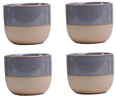 Muzrunq Ceramic Mug 4pcs Ceramic Coffee Cup 150ml Flat White Cup Espresso Cups Small Coffee Cup Set of 4 for Tea, Iced Tea, Whiskey Espresso Machine