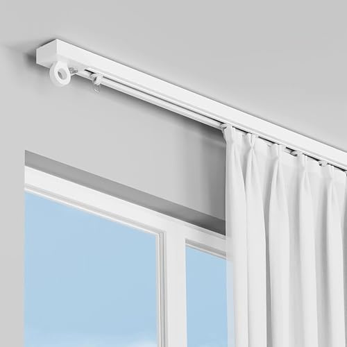 Vorhangschienen, Selbstklebende Gardinenschiene, Selbstklebend, Ohne Bohren, Raumteiler-Deckenschienen Für Vorhänge, Für Glatte Decken Oder Wände(Ceiling Mounted,280cm/9.19ft)
