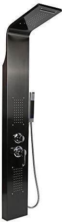 Columna de ducha, Panel de Ducha Acero Inoxidable para Baño, sistema de ducha de panel con chorros de masaje, ducha de mano, cascada y ducha de lluvia, 140 x 31 x 20 cm (Negro-140)