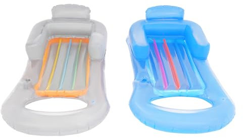 SuhoFutus Lot de 2 matelas gonflables de piscine avec accoudoirs et porte-gobelet, matelas gonflable de luxe pour piscine, plage et parcs aquatiques, 161 x 84 cm, accessoires de piscine/plage