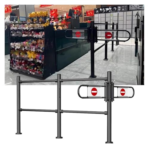 Puerta abatible manual retráctil, portal de entrada universal de metal con protector de seguridad, barrera de entrada automática negra para supermercados y control de acceso