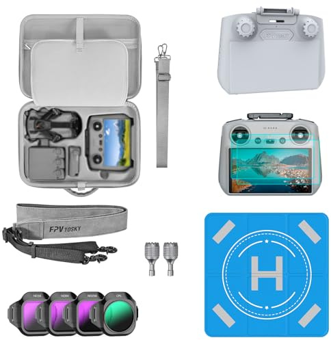 FPVtosky Borsa per DJI Mini 5 Pro, borsa da viaggio rigida portatile per DJI Mini 5 Pro Fly More Combo, custodia in pelle PU per controller RC 2 droni accessori (7-IN-1)
