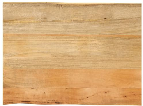 QUAHEAS Bordsskiva med trädkant 70 x 60 x 3,8 cm, massivt trä, mango, rustik naturkant, hållbar ersättningsbordsskiva för hem, unik träkorn