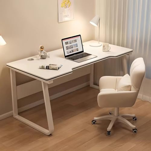 WXJHL Gaming Desk Computer Writing Table Student Art Modren Simple Style Desks PC Wood Suitable Tables for Home, Office,Bedroom (White, 80x50cm)