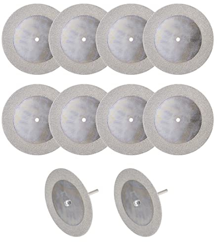 sourcing map 10 Pcs 60mm Diamond Cutting Wheels with 2 Pcs Mandrels | Cut Off Wheel for Rotary Tool