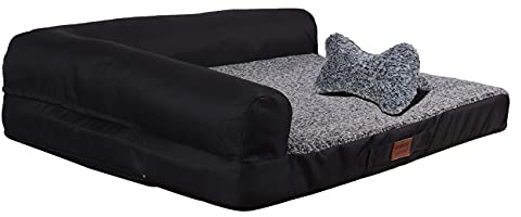 RAIKOU Matelas Orthopédique pour Chien - Mémoire de Forme, Confortable et Lavable - Lit Antidérapant pour Chien et Chat - Taille 120x90x10cm (Gris Mixte A)