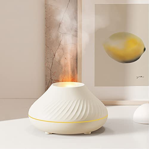 MARZIUS Flame Aroma doftspridare för eteriska oljor luftfuktare 7 flamfärger, för hem, sovrum, yoga, kontor, med automatiskt avstängningsskydd utan vatten (vit)