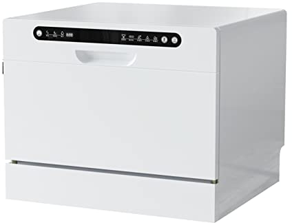 BLUNOA Automatic Table Top Dishwashers with 6 Place Settings Countertop Dishwasher with 5 Programs Kitchen Built-In Dishwasher Fast Cleaning Energy Efficient Dry Tableware 1250W