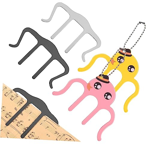 BIUDECO 4 Stück Metall Notenklammern Seitenhalter Clips Vielseitige Musikbuch Klammern Stabile Buchclip Halter Für Notenblätter Dokumente Arbeitsblätter Geeignet Für Schule Büro