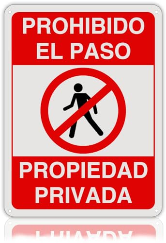 LEIASA Cartel Prohibido el Paso - 21x28 cm - Aluminio Reflectante - Grosor 0.8 mm - Cartel Propiedad Privada - Resistente Exterior - Impresión UV - Señal Disuasión Prohibido Paso