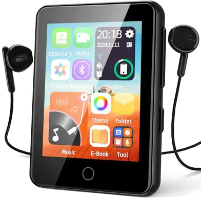 Reproductor MP3 80GB con Bluetooth 5.3, Reproductor de música portátil con Altavoz HD, cronómetro, Radio FM, grabadora de Voz, soporta hasta 128GB, Pantalla de 2.4 Pulgadas Mini diseño