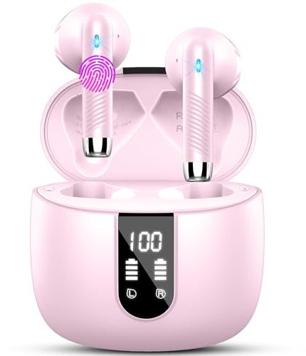 Wireless Earbuds, Bluetooth 5.4 Headphones NEW Wireless Headphones with 4 ENC Mic, 56H Bluetooth Earphones in Ear Noise Cancelling Deep Bass, Mini Ear Buds Bluetooth Earbuds IP7 Waterproof LED Display