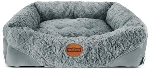 Nobleza Dog Bed Medium, Ultra Soft Dog Beds Medium Washable, Warm Plush Puppy Bed, Rectangle Grey Pet Sofa Bed with Anti-Slip Bottom, 70x60x20cm