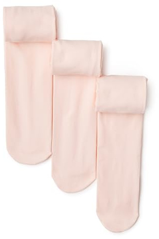 Amazon Essentials Girls' Footed Dance Tights, 3 Pairs, Pink, Medium