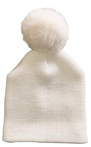 Qsvbeeqj Gorro de punto cálido de invierno para bebés y niños de 6 meses a 2 años de edad, Blanco, talla �nica