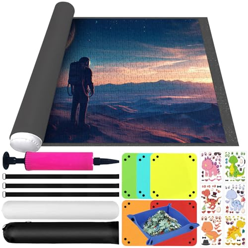 ZUSUZU Puzzlematte für Puzzles,Puzzle Roll Jigsaw,Puzzle Matte,Puzzle Pad,Puzzleunterlage,Rollen Sie Puzzlematten,Jigsaw Rolls für bis zu 3000 Teile(Grau)