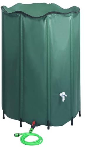 Homgoday Tonneau d'eau de pluie pliable vert foncé 1250 l avec filtre en maille - PVC Model48608