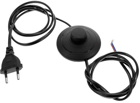 IWOWHERO Cordon D'alimentation Noir avec Interrupteur à Pédale en Abs pour Lampes de Bureau et Appareils Électriques, Protège les Courts-circuits, pour Ateliers et Bureaux