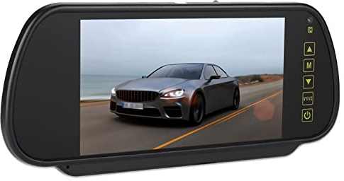 RASTKY Monitor de Espejo Retrovisor de 7 Pulgadas, Pantalla LCD para Cámara de Respaldo, Ajuste Amplio de Voltaje para Todos los Vehículos, Interfaces de Video AV1 y AV2, para DVD de Automóvil o