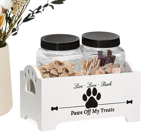 Contenitore per cibo per cani - latta per 23x13x12,5 cm, scatola per snack | Portabiscotti per cani in legno ermetico, contenitore multifunzionale per alimenti per animali domestici, appartam