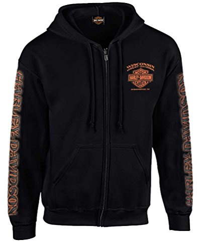 Harley-Davidson Eagle Piston Sweat à capuche zippé à manches longues pour homme Noir 30299950