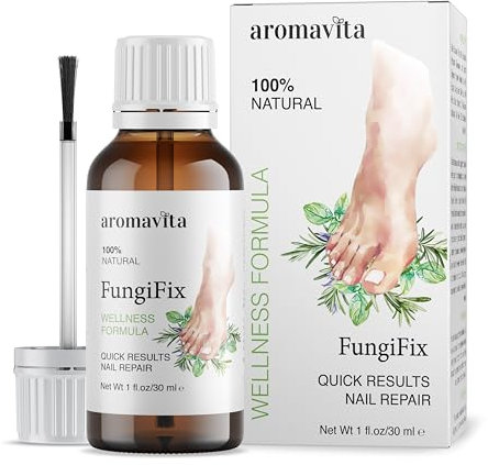 Aromavita FungiFix Total Nail Repair with Oil of Oregano, Tea Tree Oil and Vitamin E – A Formula for Stronger Nails, Enhances Toenail and Fingernail Appearance, Promotes Nail Recovery, Vegan, 1 fl. Oz