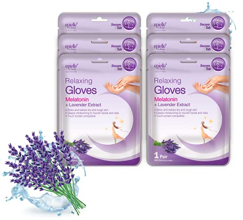 Epielle Relaxing Hand Mask 6 Pairs, Soften and Restore with Melatonin & Lavender Extract, Deep Moisturizing Gloves for Dry, Cracked Hands, Self Care Gifts for Women, Spa Kit, Mothers Day Gifts