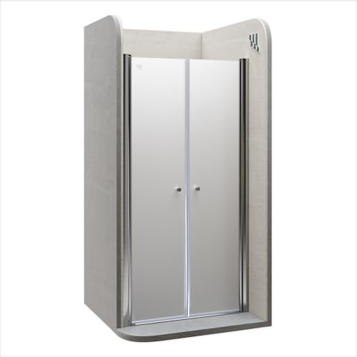 MOMENTS OF GLASS Mampara de ducha Lima 100-104 x 185 cm con Puerta Doble Abatible, Vidrio Templado de Seguridad Satinado ESG 6MM, Perfiles Cromo #DTF