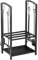Outsunny Estante de Leña para chimenea 40x30x74,5 cm Soporte para Leña de 2 Niveles Leñero Exterior e Interior Metálico con 4 Herramientas para Chimenea Carga Máx.100 kg Negro