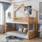 FEZTOY Etagenbett mit Treppe & Fenster 200x90cm, Kinderbett Hochbett mit Rausfallschutz und Lattenrost, Kiefernholz Spielbett für Jungen & Mädchen - Ohne Matratze (Weiß)