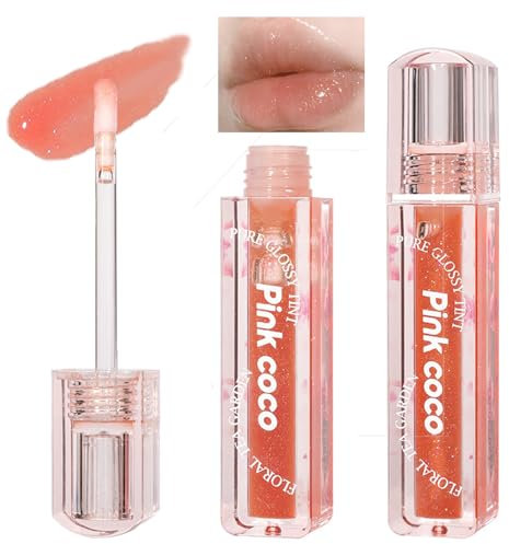 Hydrating Shimmery Plumping Lip Oil Gloss,Natural Moisturizing Long Lasting Glossy Clear Lip Plumper Glow Oil,Lightweight Transparent Shiny Waterproof Non-Sticky Lip Care Oil Lipstick for Women Girls
