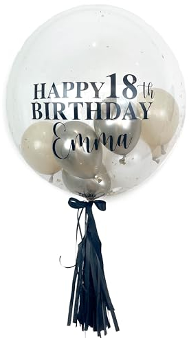 Bubble Fabrik - Personalisiertes Ballongeschenk: Durchsichtiger Heliumballon mit Bunten Ballons, Geschenk für Geburtstag, Geburtstagsgeschenk
