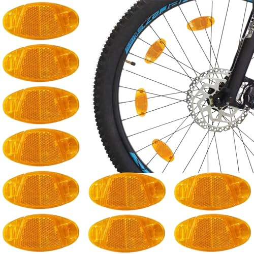 Reflectante Bicicleta,10pcs Reflector de Bicicleta,Bicicleta Advertencia Reflector,Reflector de Radios de Bicicleta, Naranja Reflectores de Bicicleta,Bicicleta Luces Reflectantes para Bicicletas