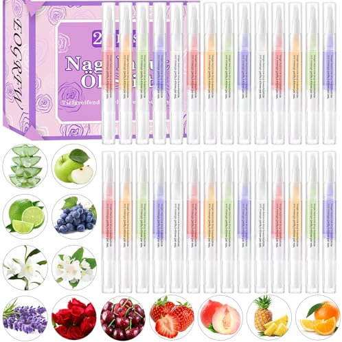 EOGRFW 28 penne per olio per unghie, per la riparazione, per la cura delle unghie, con vitamine, per la cura delle unghie, per unghie screpolate e secche