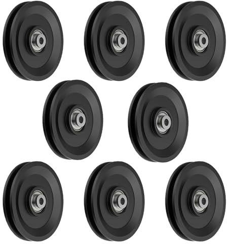 8 Pezzi Carrucola Puleggia Nylon, 115 mm Carrucola Palestra Resistente all'Usura per Attrezzature Fitness, Universale Cuscinetto Cavo Puleggia per Attrezzatura Palestra Porta del Garage