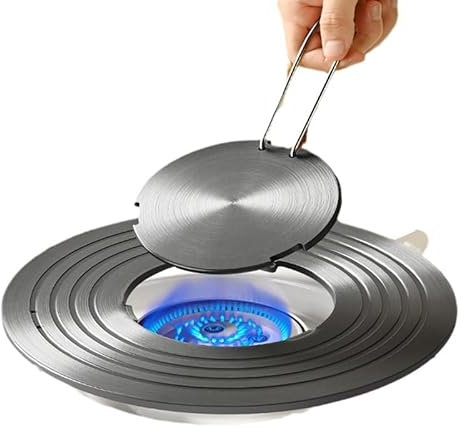 Adattatore a induzione 26 cm – 2 in 1 piastra ad anello rimovibile, piastra adattatore universale a induzione, piastra diffusore di calore con manico, piastra a induzione per caffettiera e pentole su