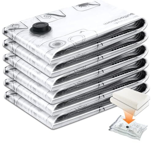 ETROBOT 6 Pezzi Buste Sottovuoto Vestiti（60x40cm）Sacchetti Salvaspazio Sottovuoto, Sacchi Sottovuoto per Armadi, Valigie, Viaggi, Traslochi