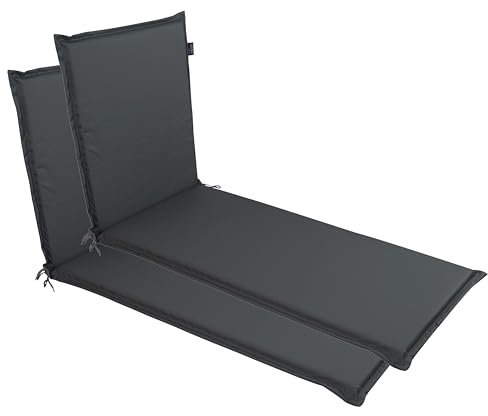 LILENO HOME Sonnenliege Auflage als [2er Set - Rollliege] in Anthrazit - Gartenliegen Auflage perfekt für Strandliege - Polster Auflage für Gartenliege (188x60x5cm) MIA