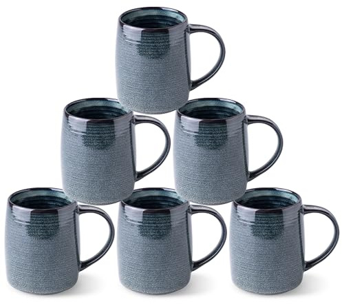 GBHOME Stort kaffekopp-set i 6 stycken, 45 ml (ca 500 ml) handgjord keramikmugg med gradientfärger – perfekt för latte, te, öl och varm choklad | diskmaskins- och mikrovågsugnssäker