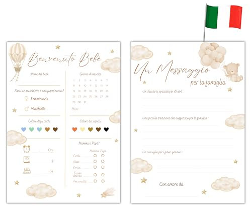 Milijou | 20 Carte Pronostico Baby Shower Decorazione | Beige Neutro Unisex Bambina o Bambino | Gioco di pronostico per Gender Reveal, Festa Prenatale, Regalo per Donna Incinta, Futura Mamma