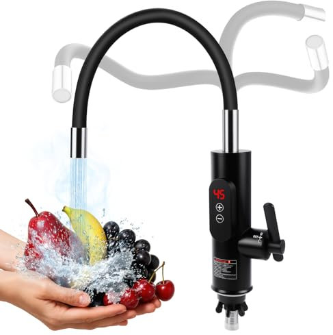 Chauffe-eau électrique instantané, robinet d'eau chaude 220 V 3300 W, robinet de cuisine, chauffe-eau intelligent, chauffe-eau pour cuisine, jardin, salle de bain, caravane, camping